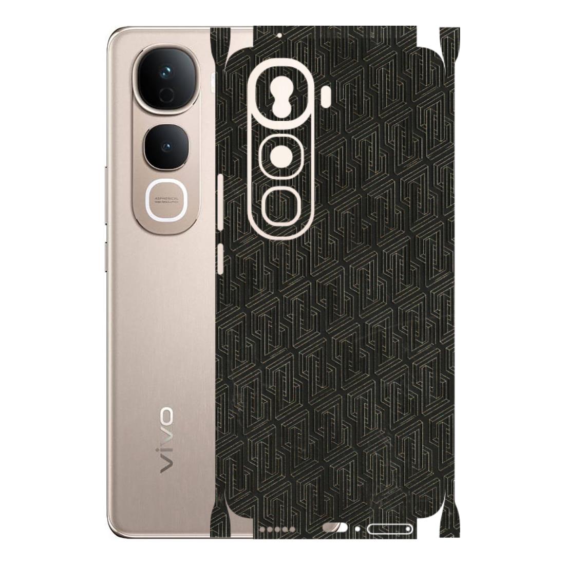 VIVO Y Series Phone Skins (All Models) - Black Abstract Pattern - 3D Embossed Finish (L-117) Vivo Y400 Pro 5G