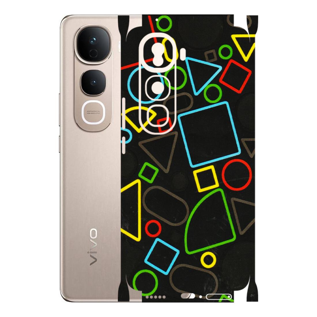 VIVO Y Series Phone Skins (All Models) - Black Shapes - 3D Embossed Finish (L-131) Vivo Y400 Pro 5G