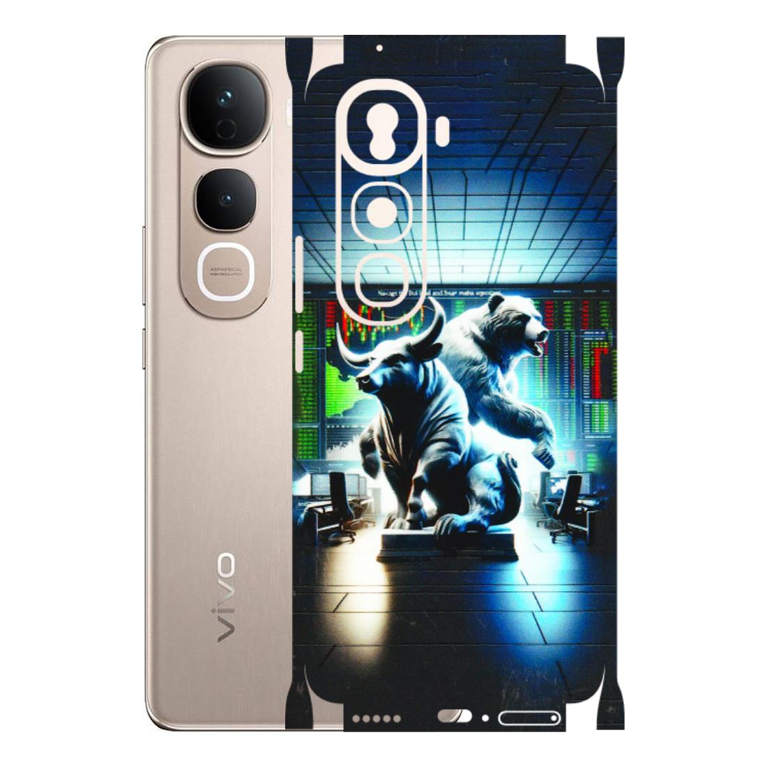 VIVO Y Series Phone Skins (All Models) - Stock Market Sensex Bear vs Bulls - 3D Embossed Finish (L-15) Vivo Y400 Pro 5G