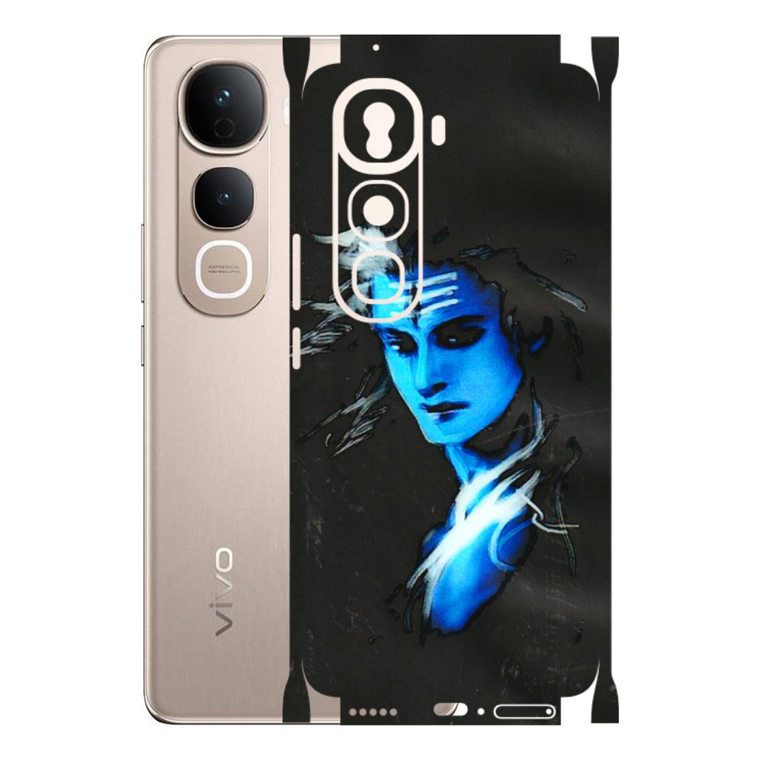 VIVO Y Series Phone Skins (All Models) - Har Har Mahadev Blue/Black - 3D Embossed Finish (L-185) Vivo Y400 Pro 5G