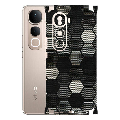 VIVO Y Series Phone Skins (All Models) - Black & White Dotted Honeycomb Texture - 3D Embossed Finish (L-202) Vivo Y400 Pro 5G