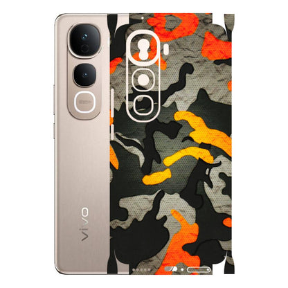 VIVO Y Series Phone Skins (All Models) - Orange Camouflage - 3D Embossed Finish (L-204) Vivo Y400 Pro 5G