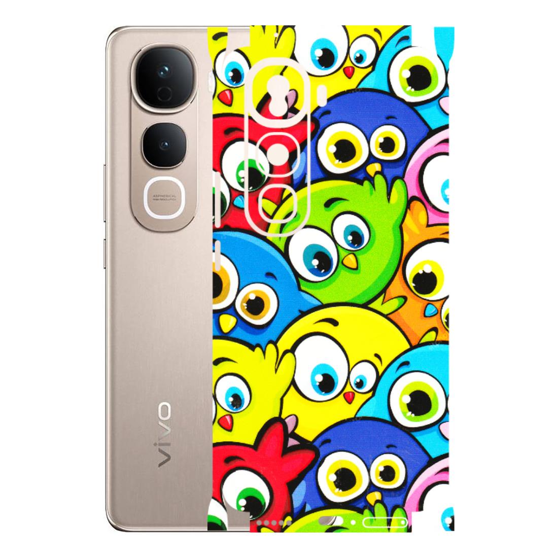 VIVO Y Series Phone Skins (All Models) - Cute Fluffy Birds - 3D Embossed Finish (L-213) Vivo Y400 Pro 5G