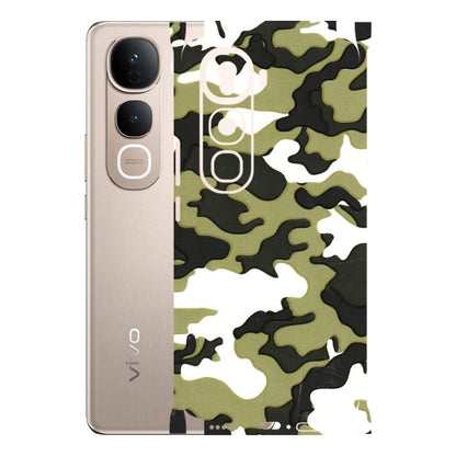 VIVO Y Series Phone Skins (All Models) - Camouflages White And Green - 3D Embossed Finish (L-243) Vivo Y400 Pro 5G