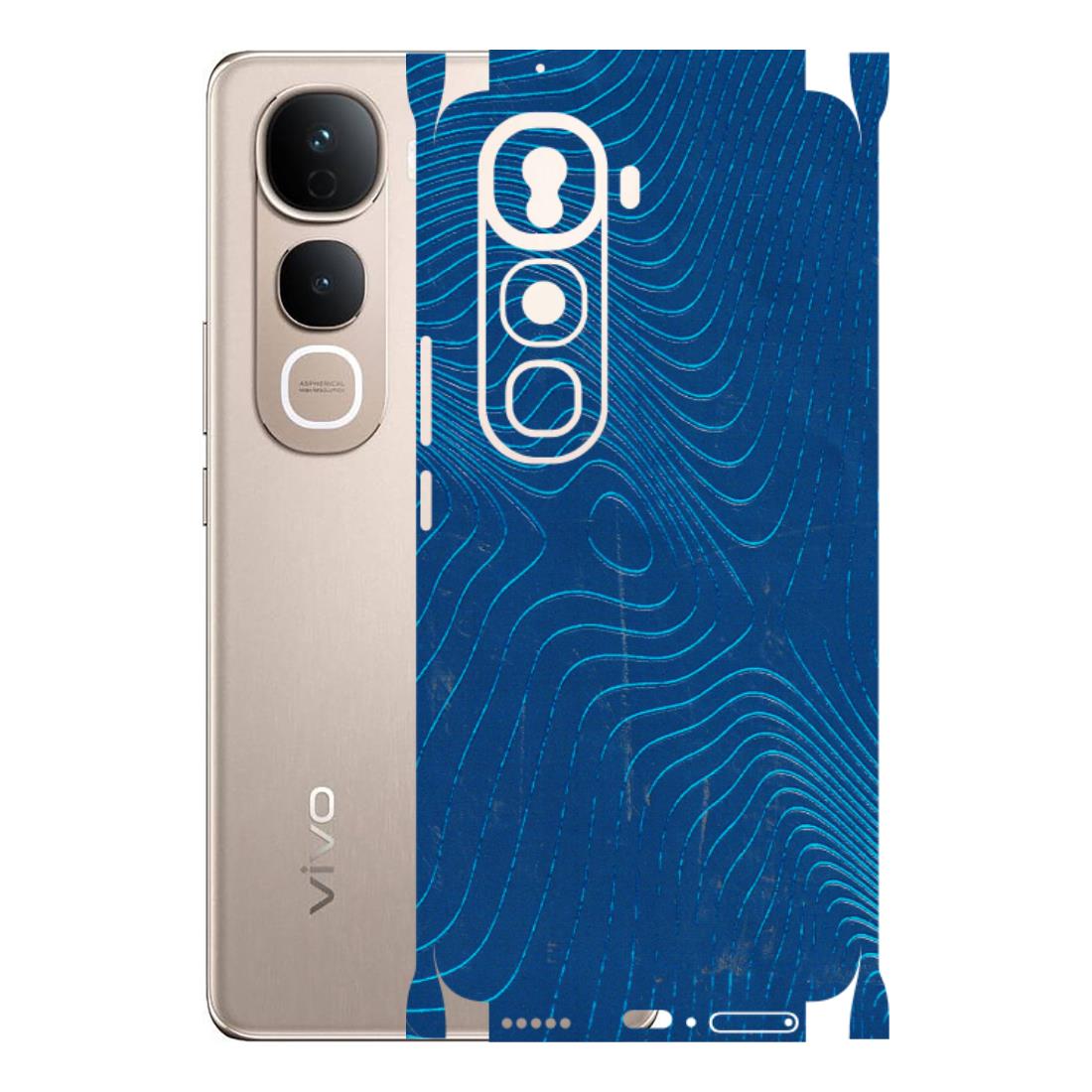 VIVO Y Series Phone Skins (All Models) - Abstract Blue Line Map - 3D Embossed Finish (L-272) Vivo Y400 Pro 5G