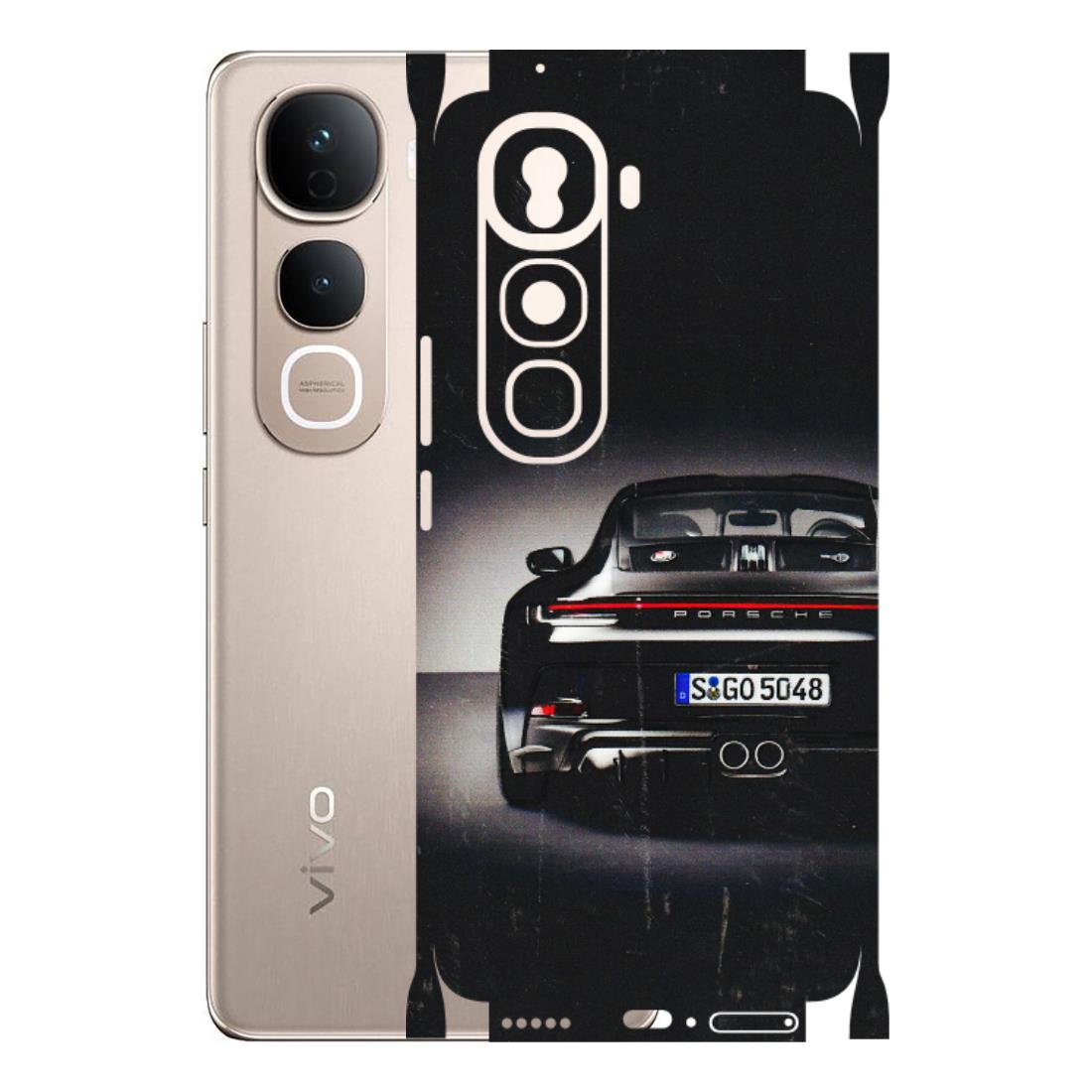 VIVO Y Series Phone Skins (All Models) - New Black Porsche GT3 - 3D Embossed Finish (L-327) Vivo Y400 Pro 5G
