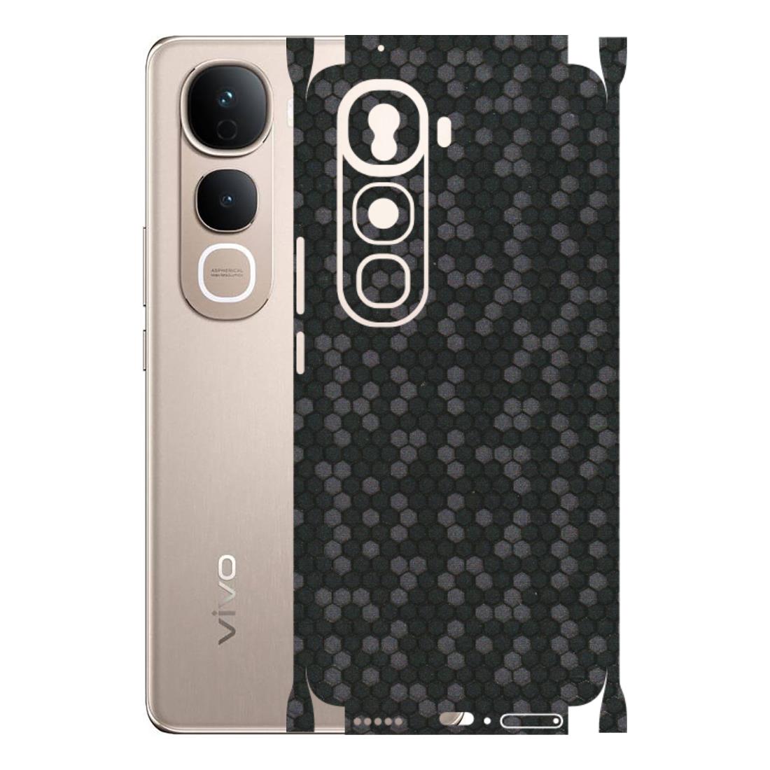 VIVO Y Series Phone Skins (All Models) - Black Grey Honeycomb Sober - 3D Embossed Finish (L-85) Vivo Y400 Pro 5G