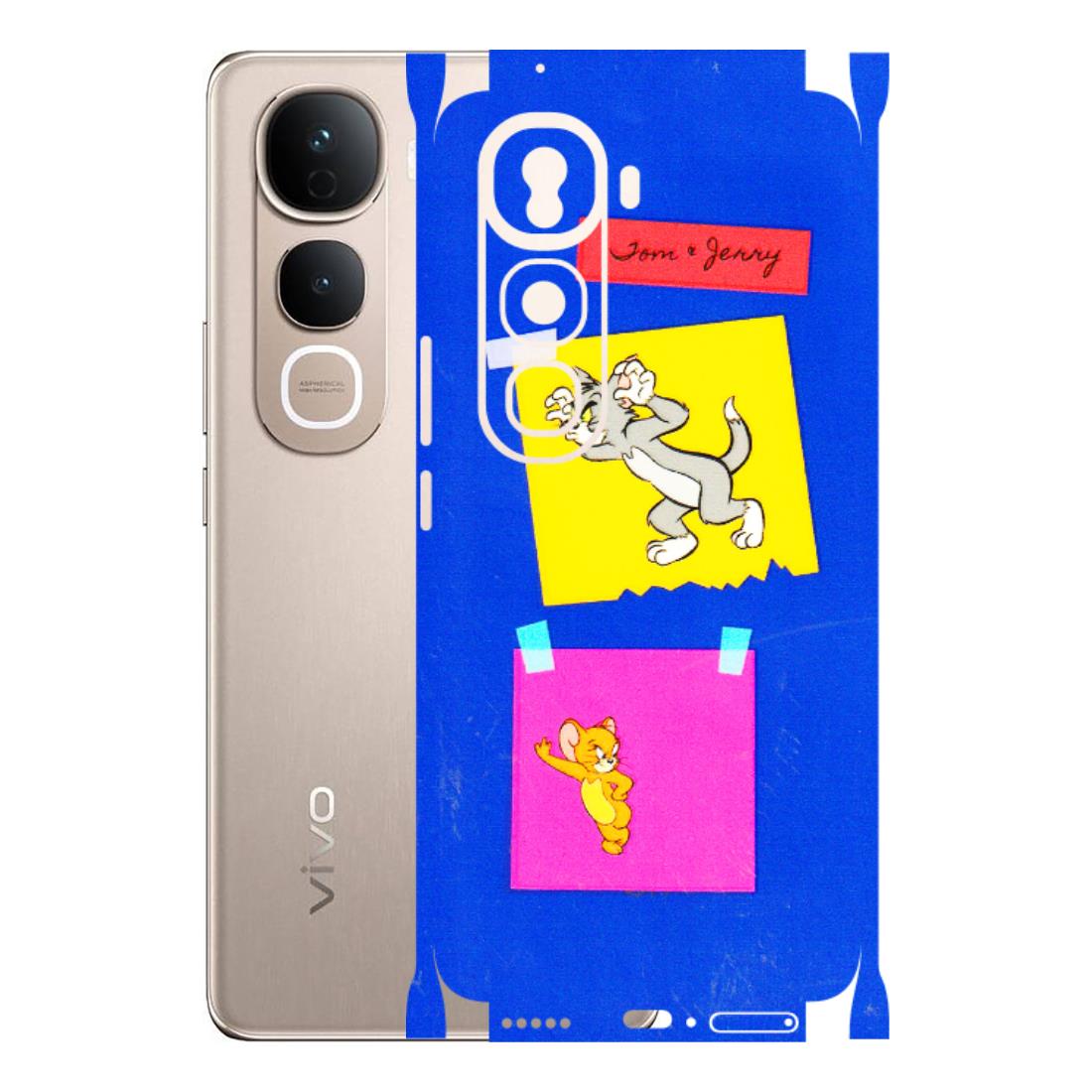 VIVO Y Series Phone Skins (All Models) - Tom N Jerry Sticky Notes - 3D Embossed Finish (L-88) Vivo Y400 Pro 5G