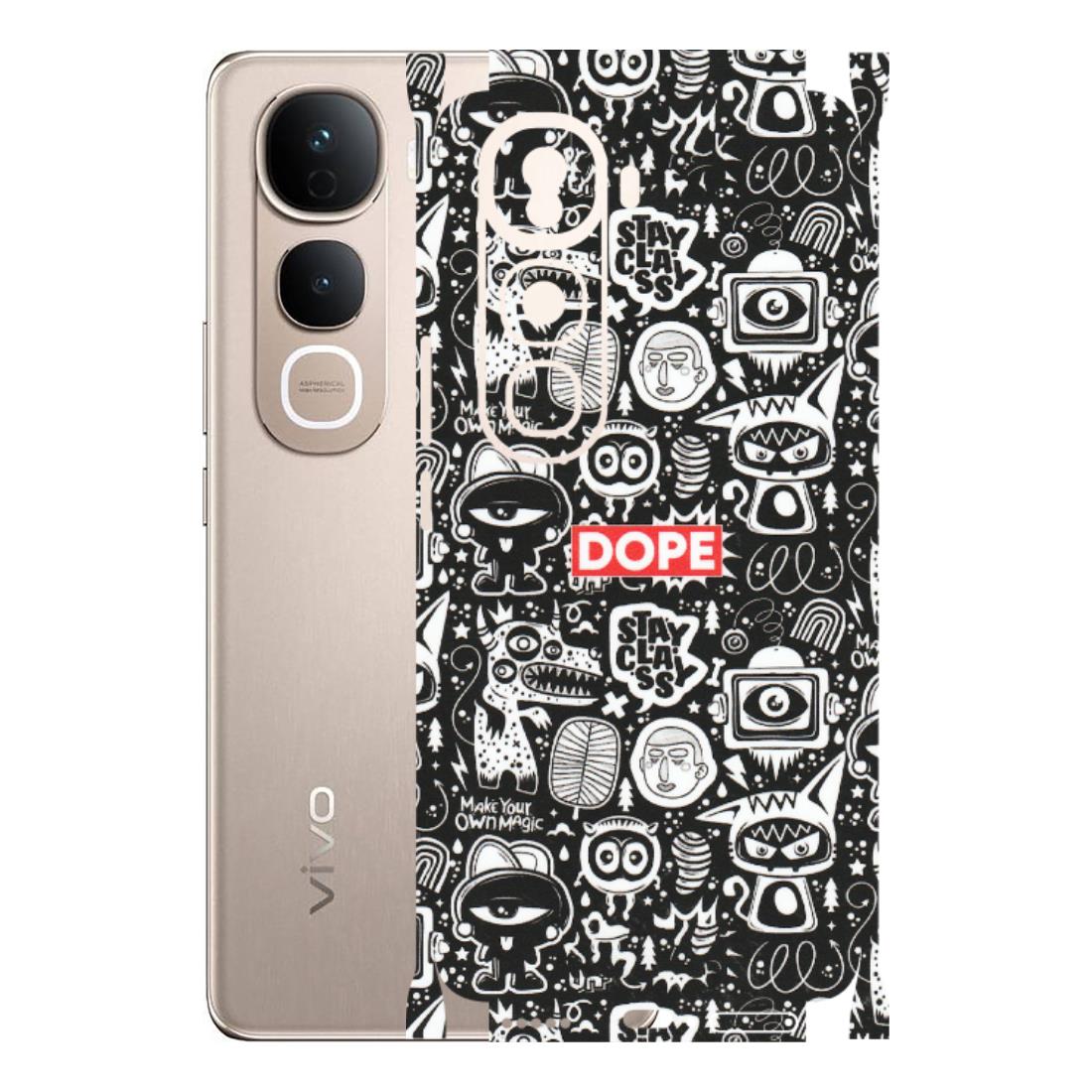 VIVO Y Series Phone Skins (All Models) - Dope Stay Classy Black Doodles - Matte Finish (M-126) Vivo Y400 Pro 5G