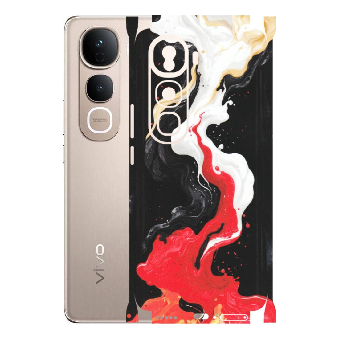 VIVO Y Series Phone Skins (All Models) - Black Red White Paint Splash Fusion - Matte Finish (M-56) Vivo Y400 Pro 5G