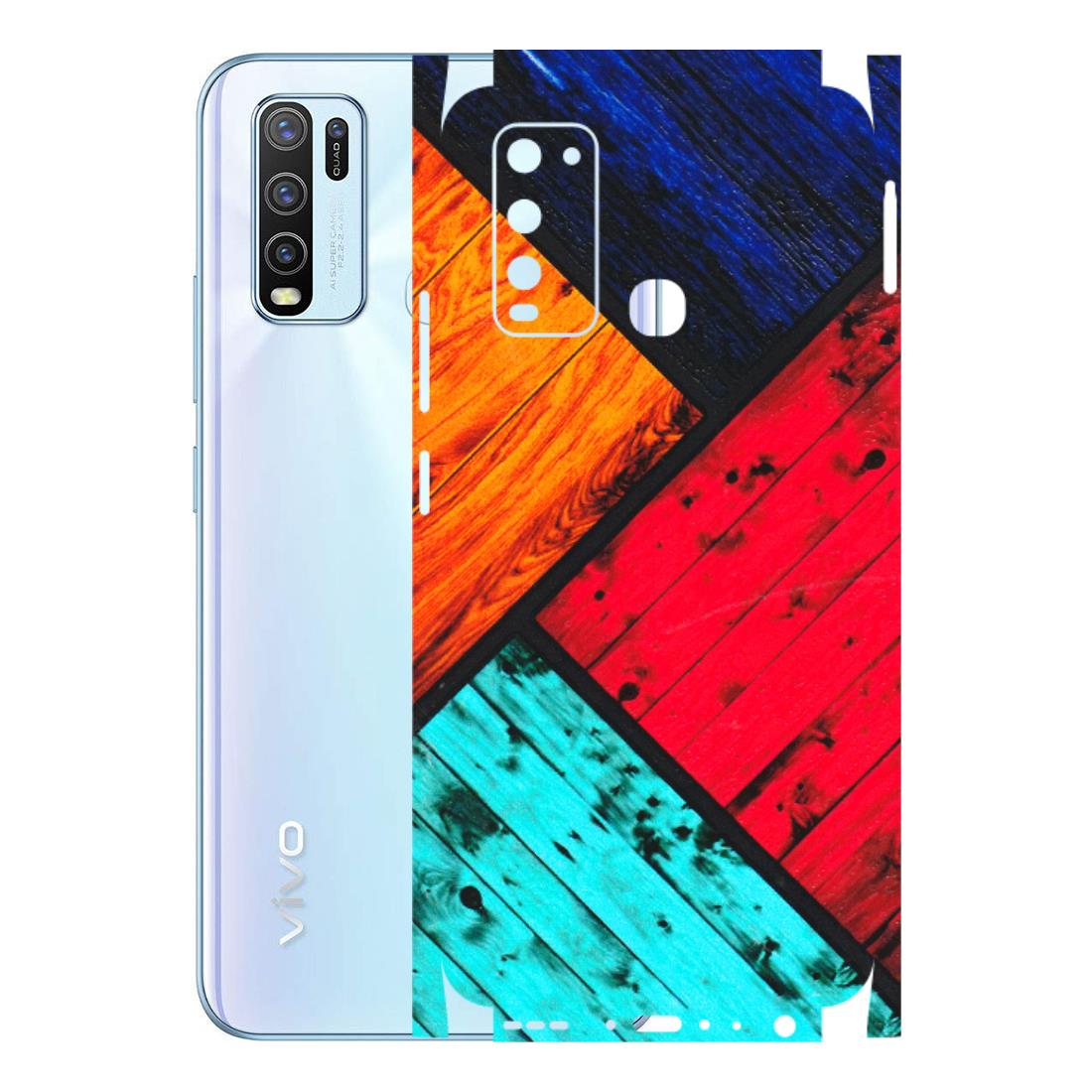 VIVO Y Series Phone Skins (All Models) - Colourful Wood Panels Abstract - 3D Embossed Finish (L-09) Vivo Y50