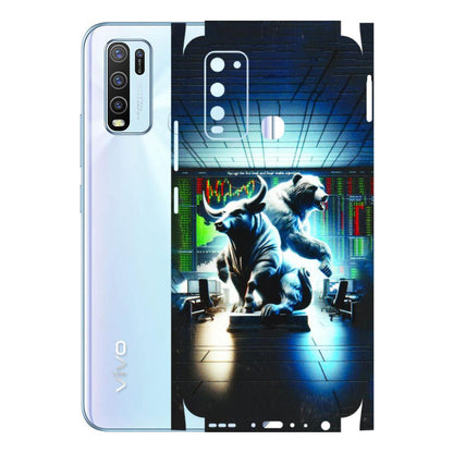 VIVO Y Series Phone Skins (All Models) - Stock Market Sensex Bear vs Bulls - 3D Embossed Finish (L-15) Vivo Y50
