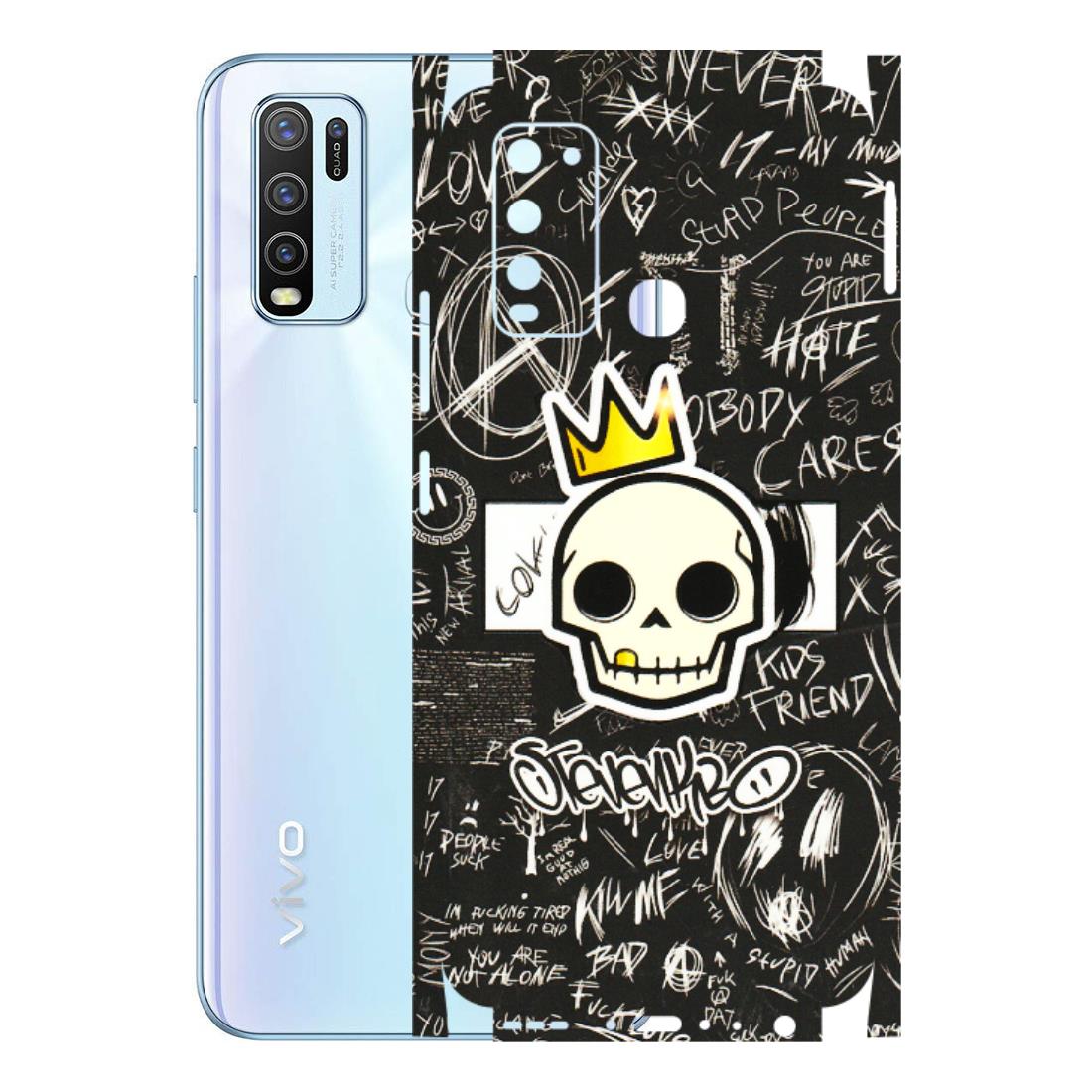 VIVO Y Series Phone Skins (All Models) - Funny Skull Black Chalk Grafitti - 3D Embossed Finish (L-22) Vivo Y50