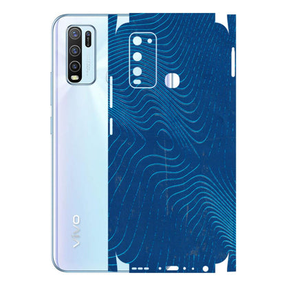 VIVO Y Series Phone Skins (All Models) - Abstract Blue Line Map - 3D Embossed Finish (L-272) Vivo Y50
