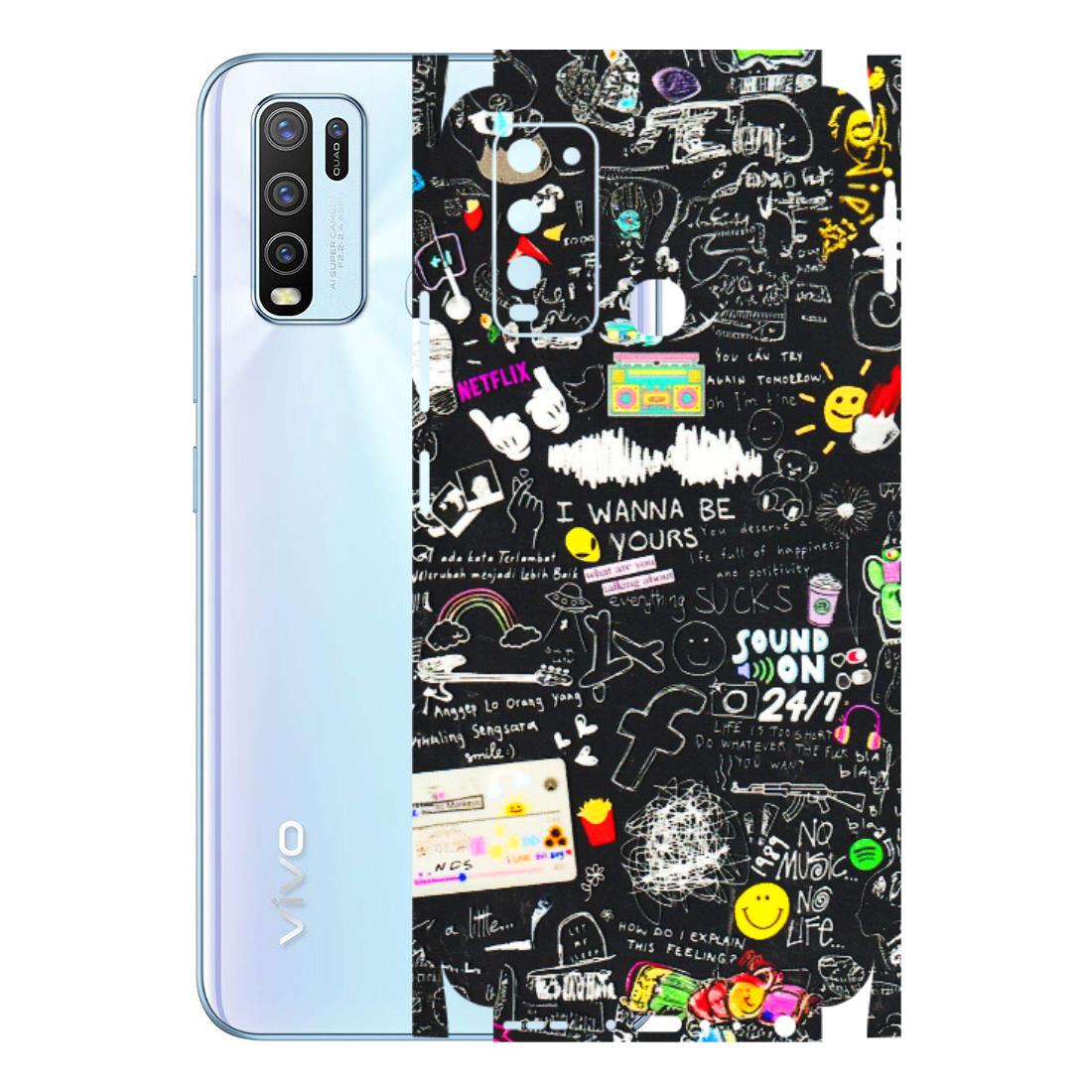 VIVO Y Series Phone Skins (All Models) - Black Creatives Doodles - 3D Embossed Finish (L-311) Vivo Y50