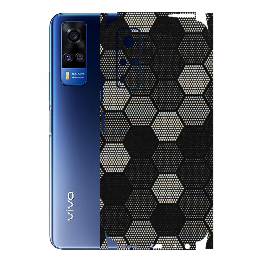 VIVO Y Series Phone Skins (All Models) - Black & White Dotted Honeycomb Texture - 3D Embossed Finish (L-202) Vivo Y51A