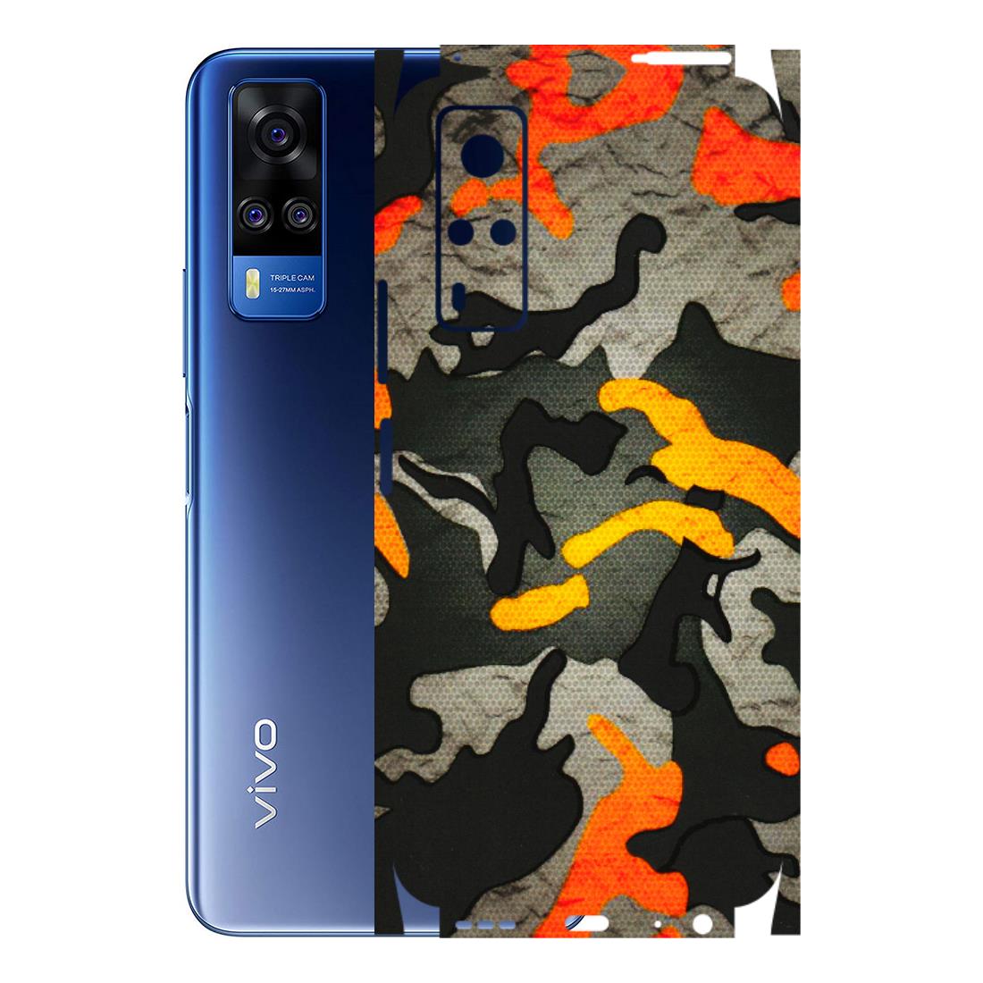 VIVO Y Series Phone Skins (All Models) - Orange Camouflage - 3D Embossed Finish (L-204) Vivo Y51A