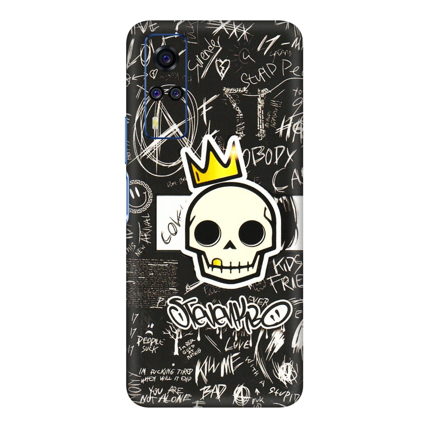 VIVO Y Series Phone Skins (All Models) - Funny Skull Black Chalk Grafitti - 3D Embossed Finish (L-22) Vivo Y51A