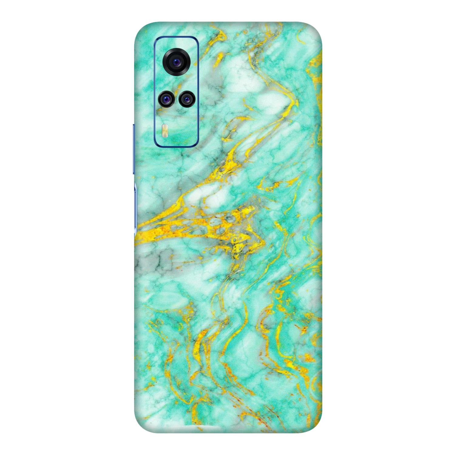 VIVO Y Series Phone Skins (All Models) - Green And Gold Marble Feel - Matte Finish (M-16) Vivo Y51A
