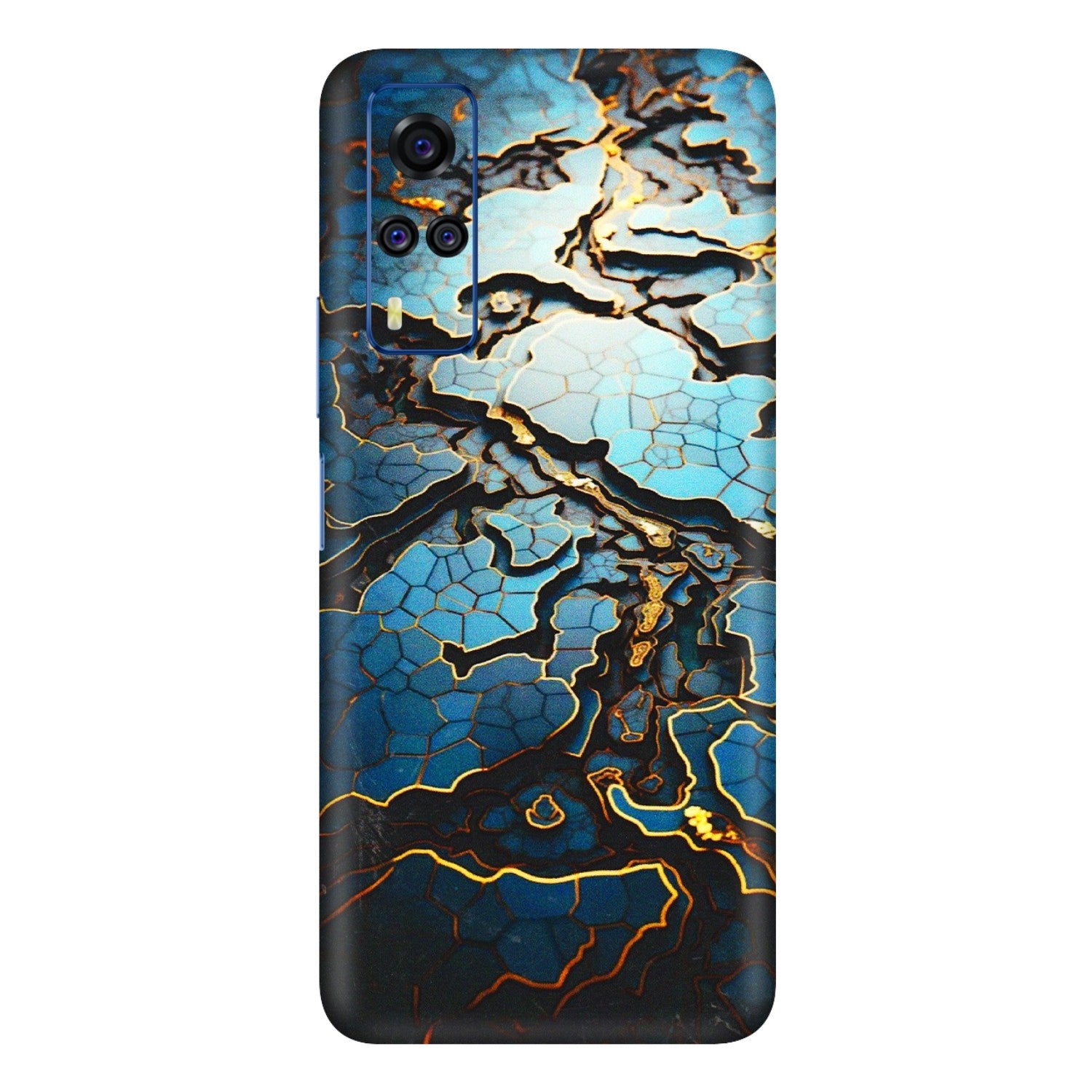 VIVO Y Series Phone Skins (All Models) - Blue Gold Abstract - 3D Embossed Finish (L-11) Vivo Y51