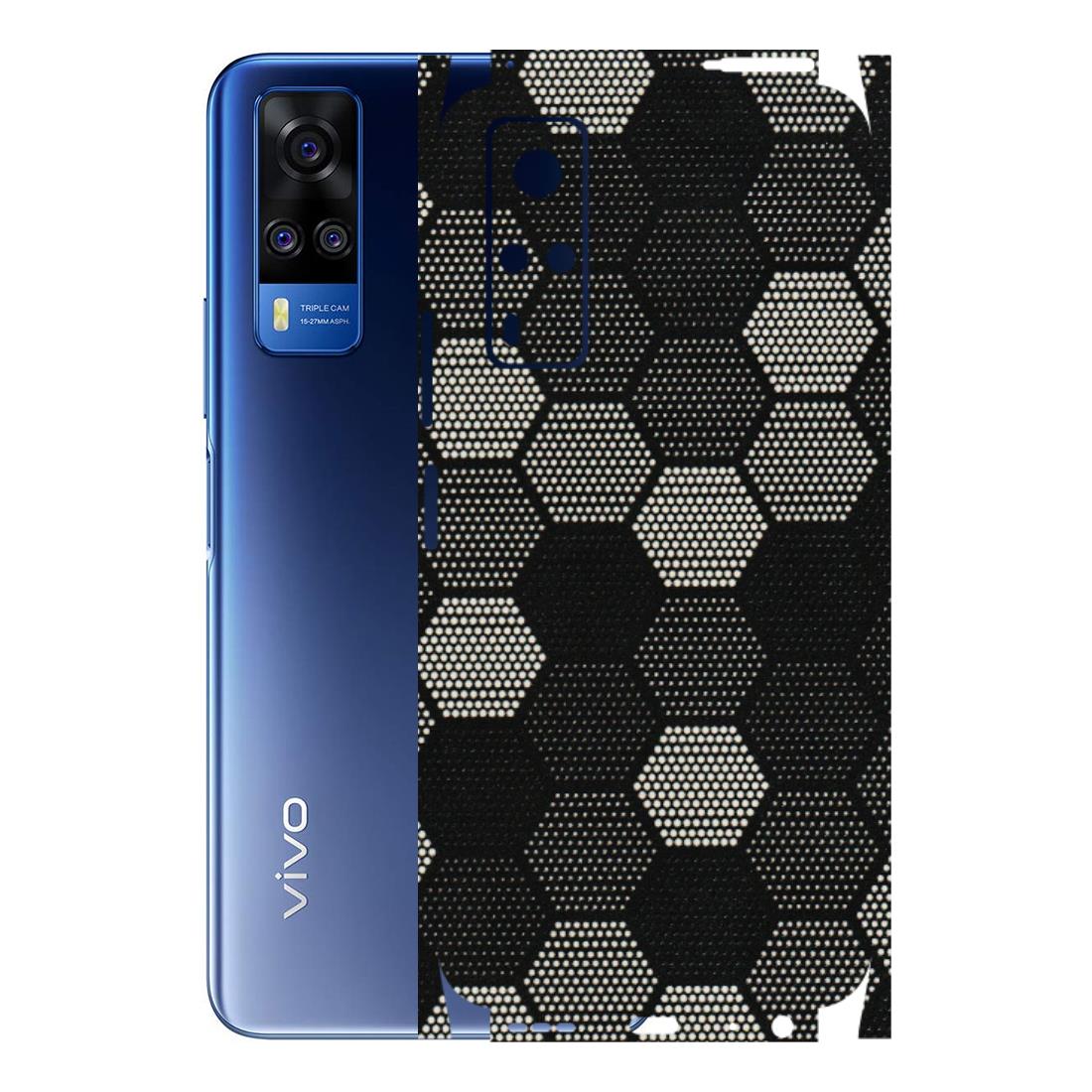VIVO Y Series Phone Skins (All Models) - Black & White Dotted Honeycomb Texture - 3D Embossed Finish (L-202) Vivo Y51