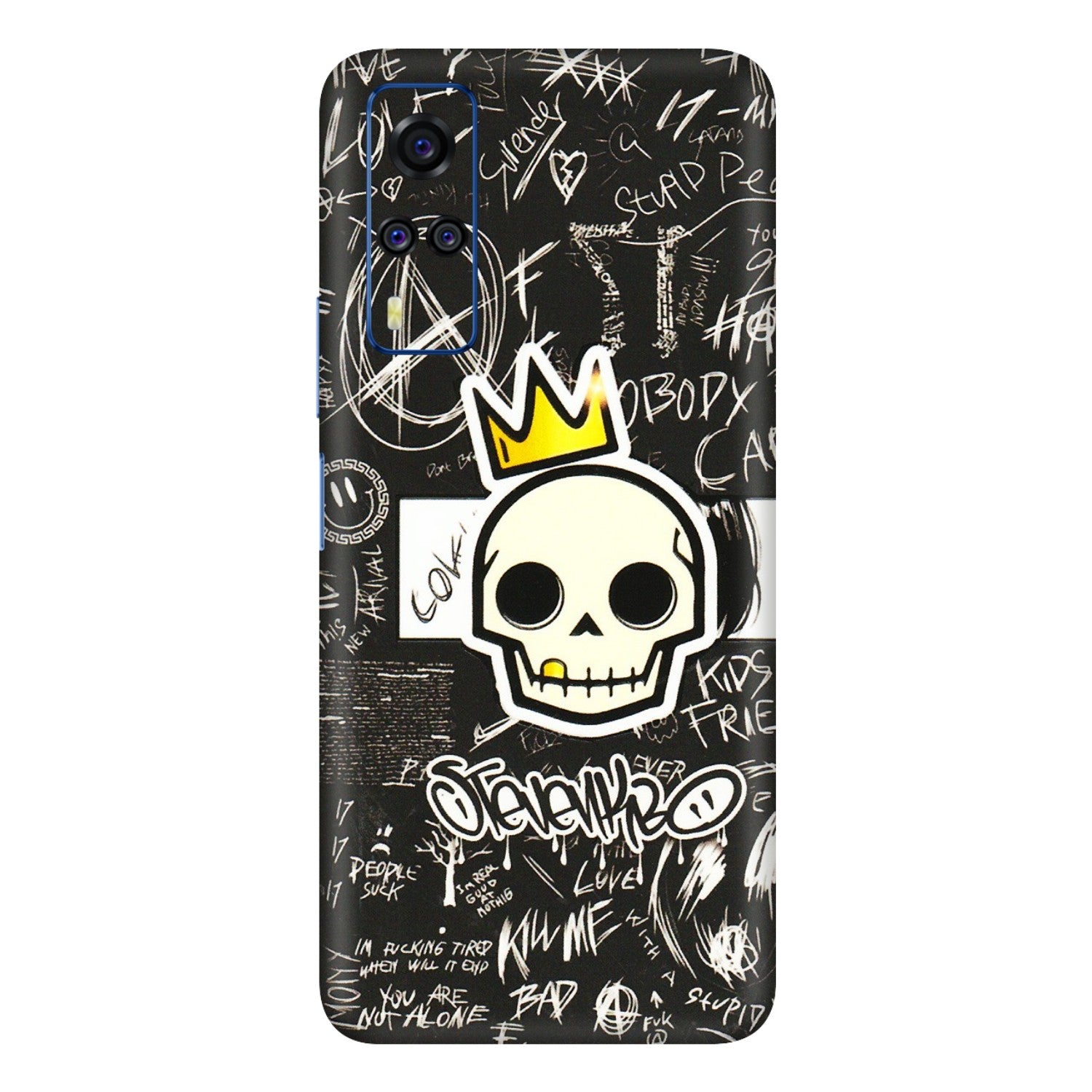 VIVO Y Series Phone Skins (All Models) - Funny Skull Black Chalk Grafitti - 3D Embossed Finish (L-22) Vivo Y51