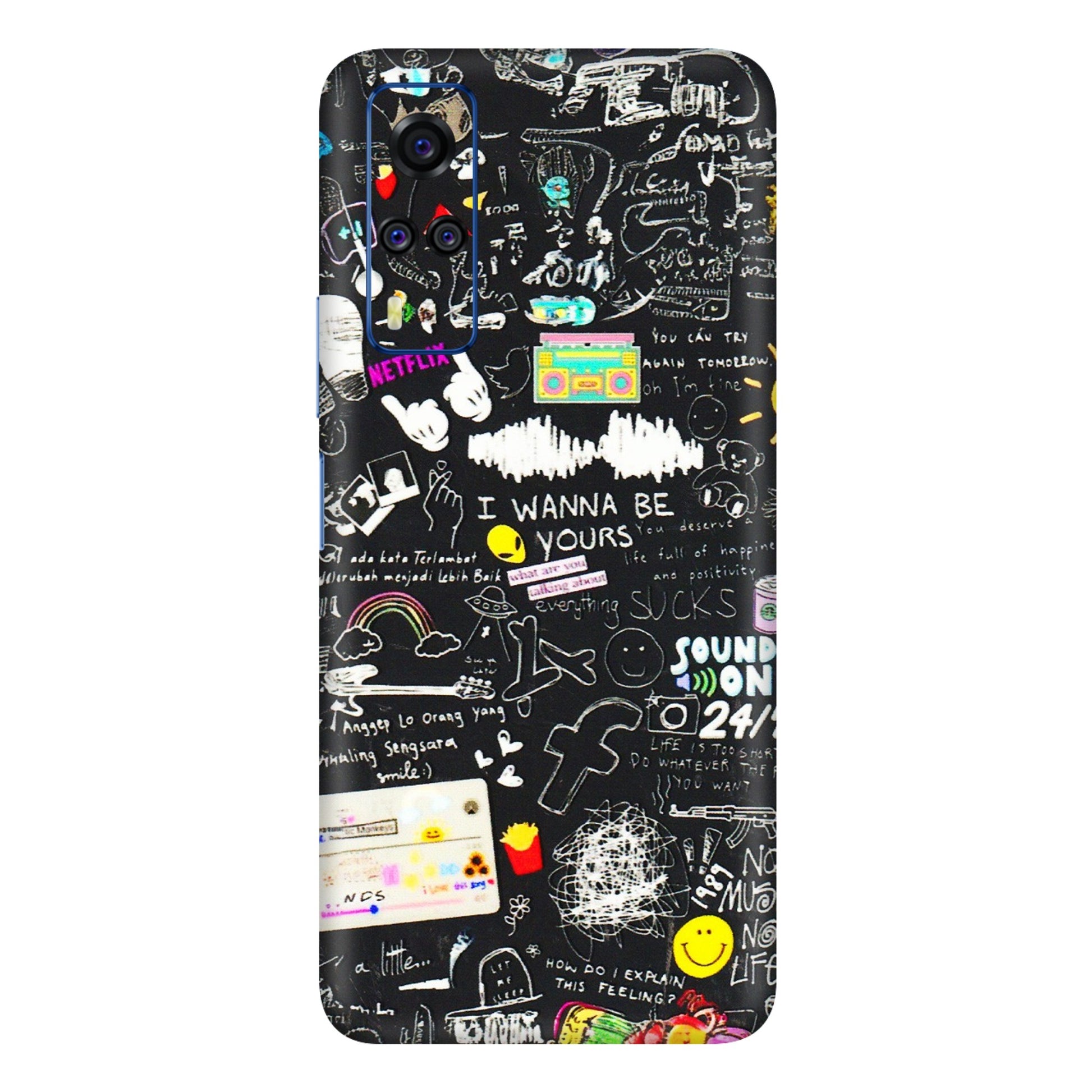 VIVO Y Series Phone Skins (All Models) - Black Creatives Doodles - 3D Embossed Finish (L-311) Vivo Y51