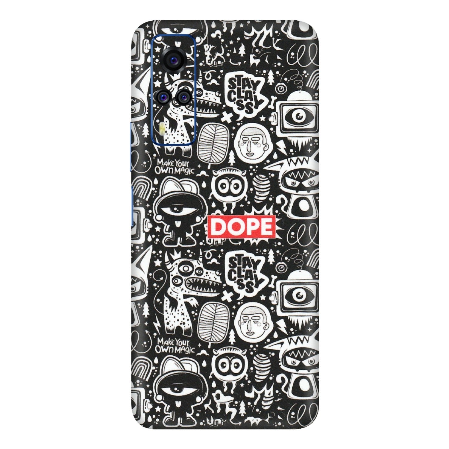 VIVO Y Series Phone Skins (All Models) - Dope Stay Classy Black Doodles - Matte Finish (M-126) Vivo Y51
