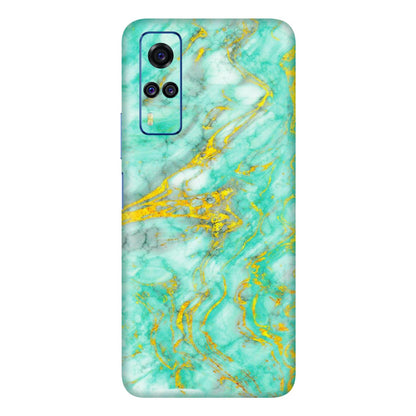 VIVO Y Series Phone Skins (All Models) - Green And Gold Marble Feel - Matte Finish (M-16) Vivo Y51