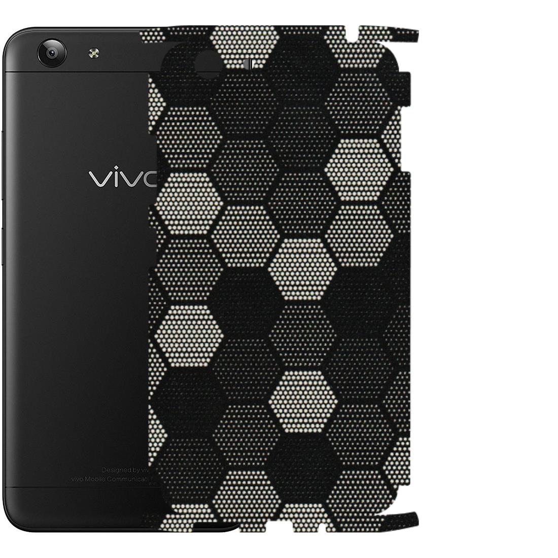 VIVO Y Series Phone Skins (All Models) - Black & White Dotted Honeycomb Texture - 3D Embossed Finish (L-202) Vivo Y53