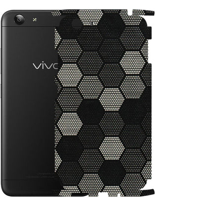 VIVO Y Series Phone Skins (All Models) - Black & White Dotted Honeycomb Texture - 3D Embossed Finish (L-202) Vivo Y53