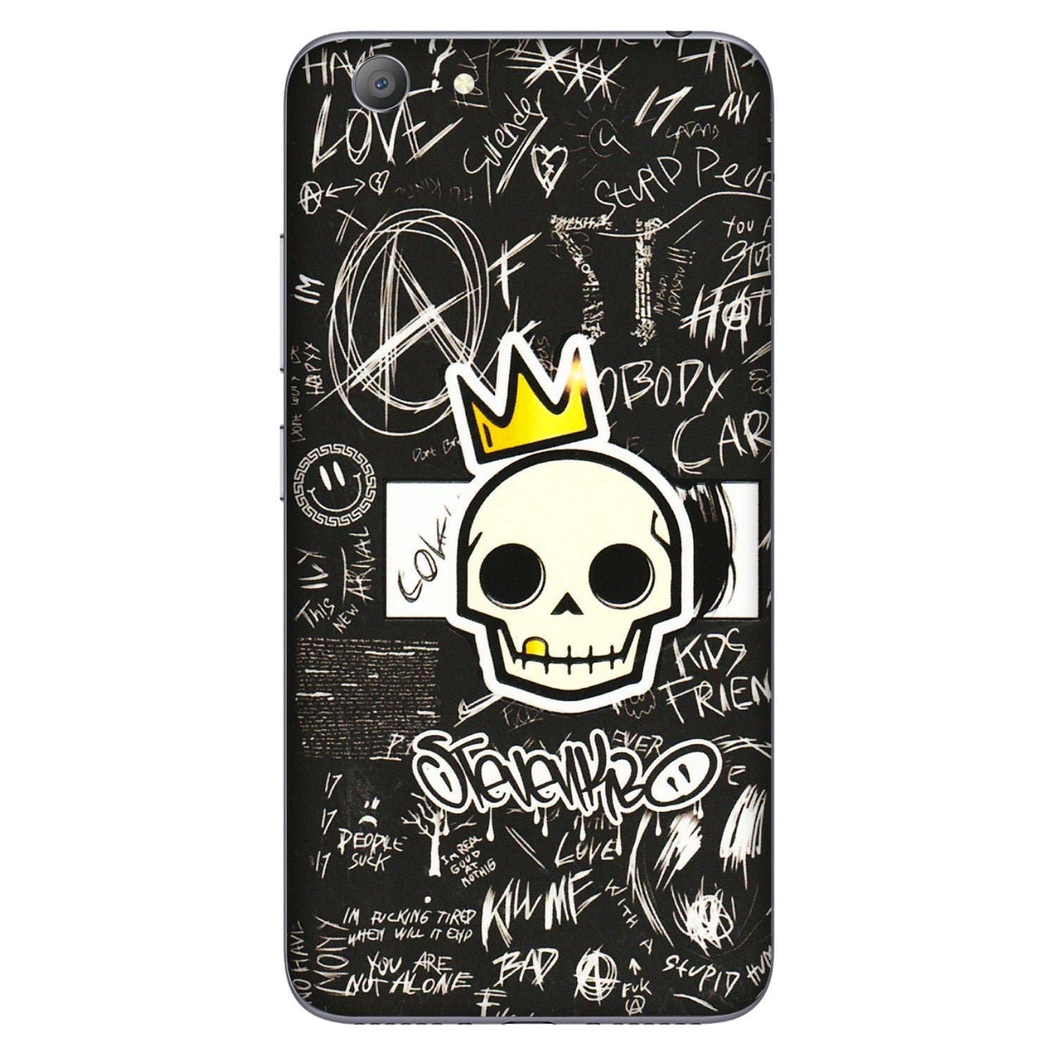 VIVO Y Series Phone Skins (All Models) - Funny Skull Black Chalk Grafitti - 3D Embossed Finish (L-22) Vivo Y53