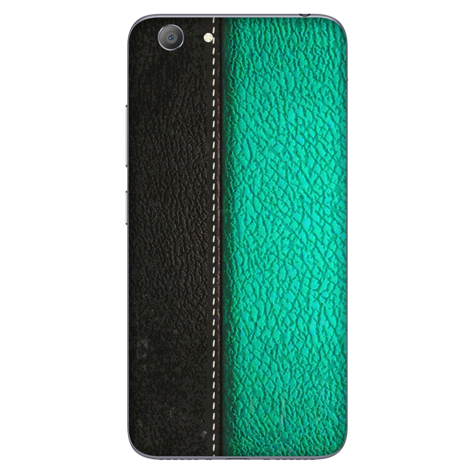 VIVO Y Series Phone Skins (All Models) - Black Green Dual Leather Stich - 3D Embossed Finish (L-233) Vivo Y53