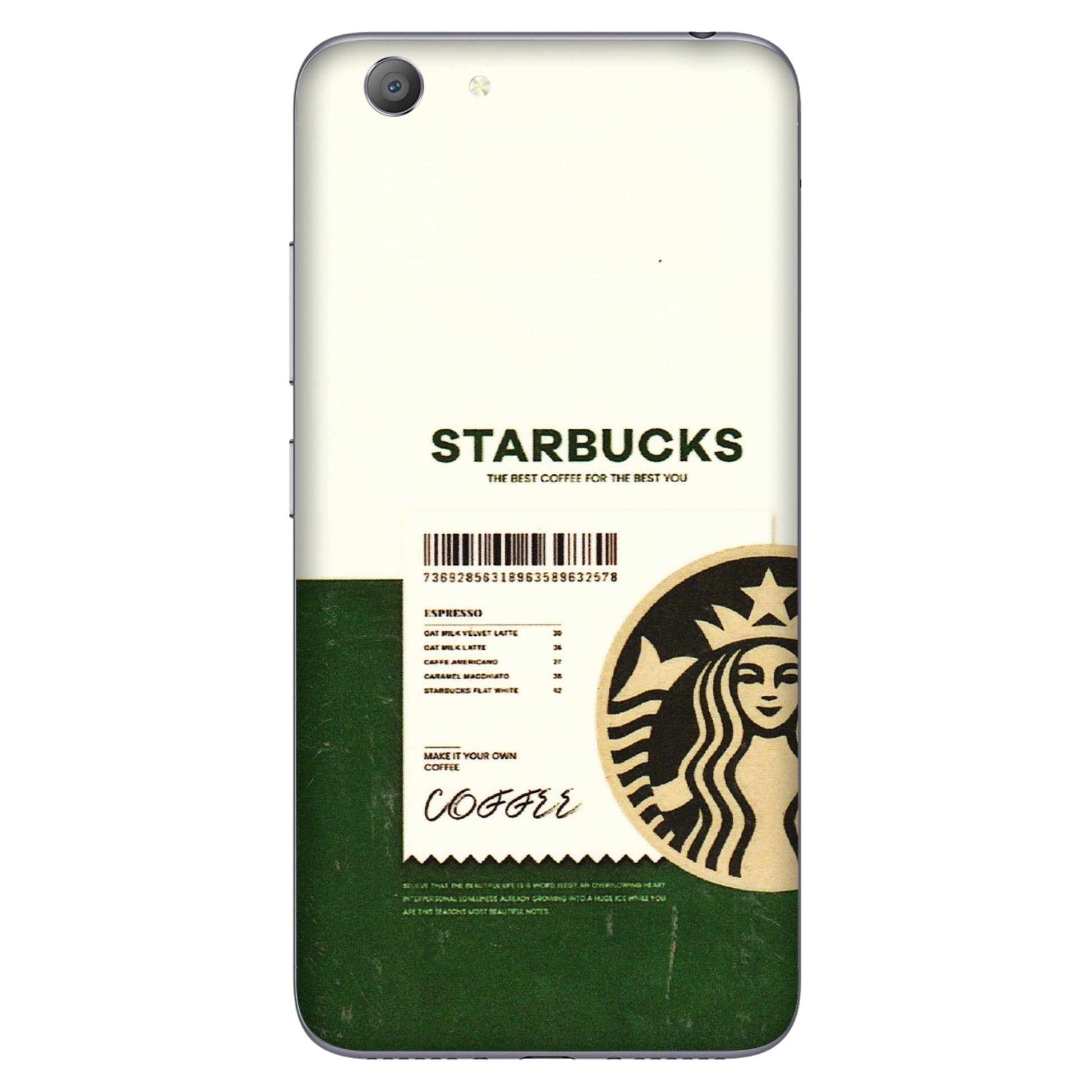 VIVO Y Series Phone Skins (All Models) - Starbucks Barcode - 3D Embossed Finish (L-308) Vivo Y53