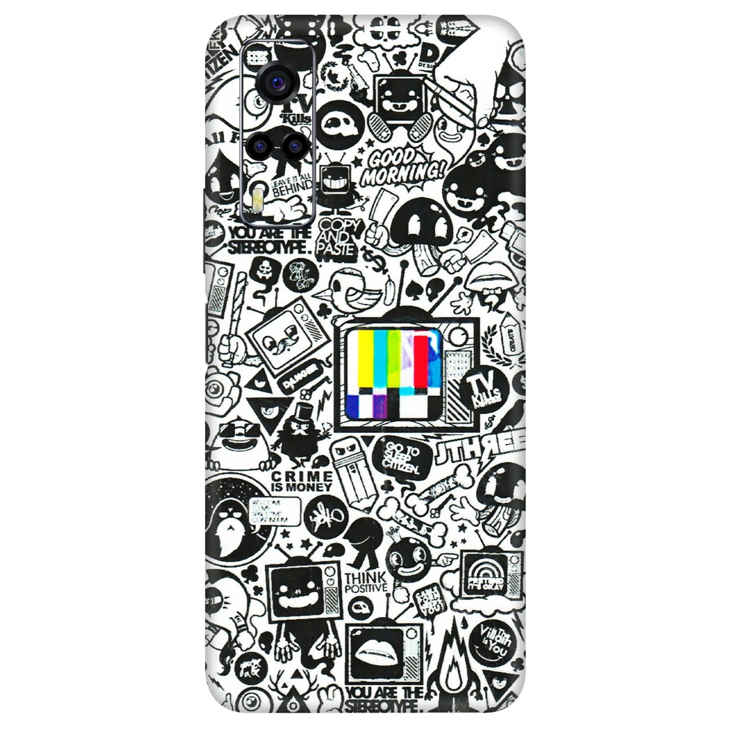 VIVO Y Series Phone Skins (All Models) - Doodles Positive Art - 3D Embossed Finish (L-263) Vivo Y53S