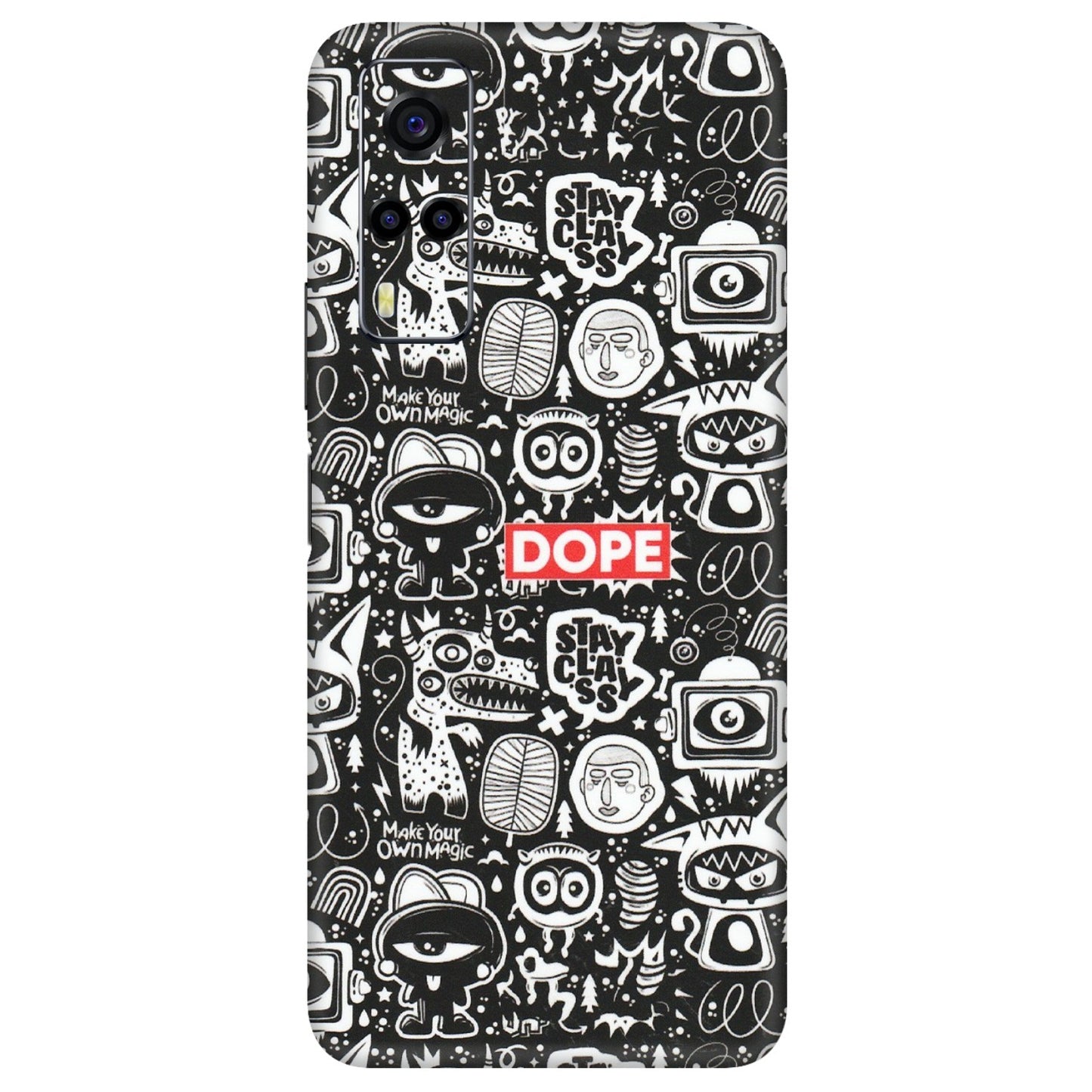 VIVO Y Series Phone Skins (All Models) - Dope Stay Classy Black Doodles - Matte Finish (M-126) Vivo Y53S