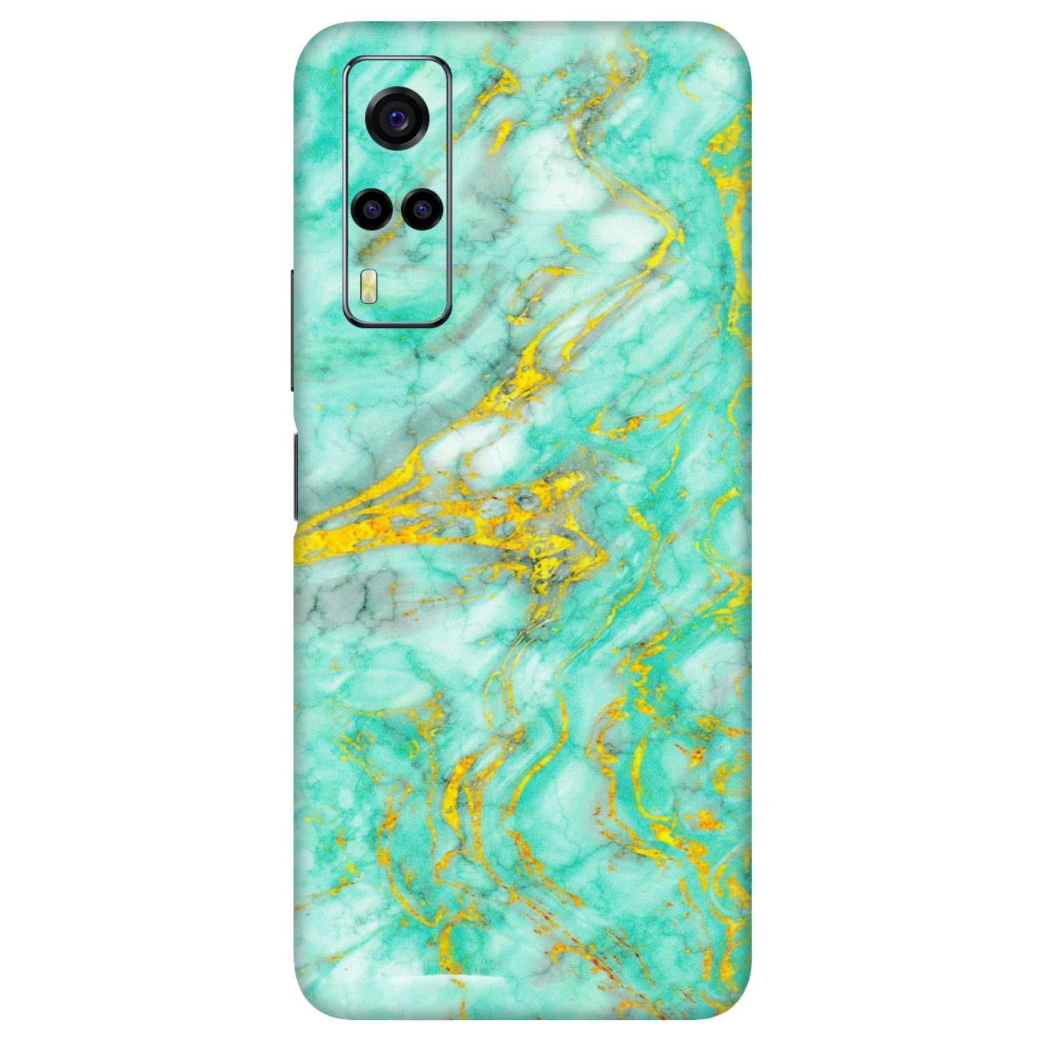 VIVO Y Series Phone Skins (All Models) - Green And Gold Marble Feel - Matte Finish (M-16) Vivo Y53S