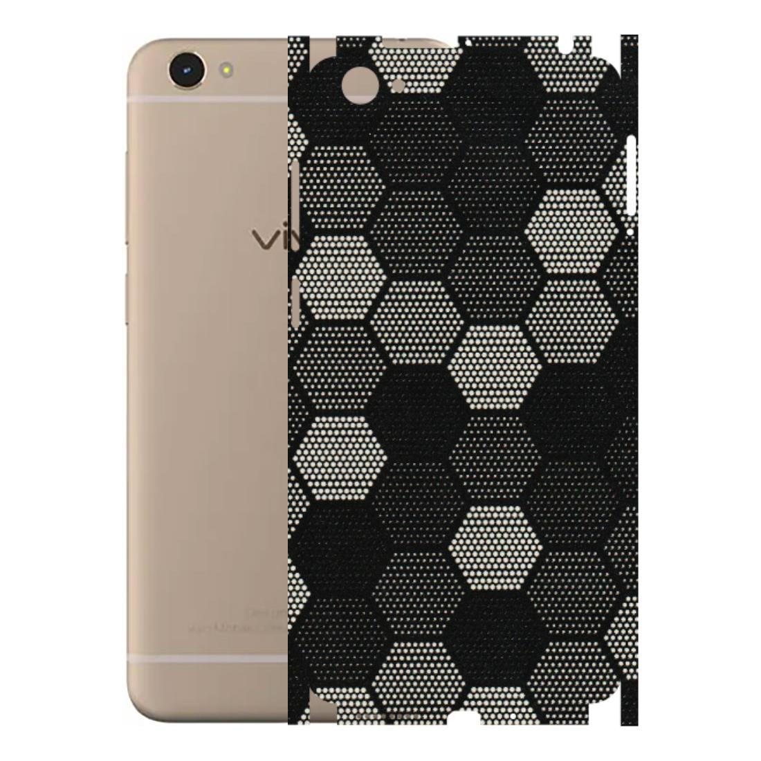 VIVO Y Series Phone Skins (All Models) - Black & White Dotted Honeycomb Texture - 3D Embossed Finish (L-202) Vivo Y55L
