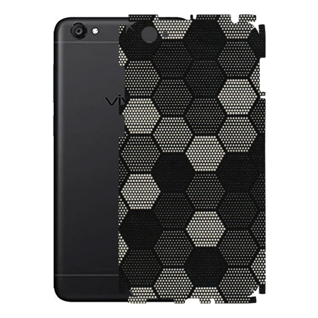 VIVO Y Series Phone Skins (All Models) - Black & White Dotted Honeycomb Texture - 3D Embossed Finish (L-202) Vivo Y55S