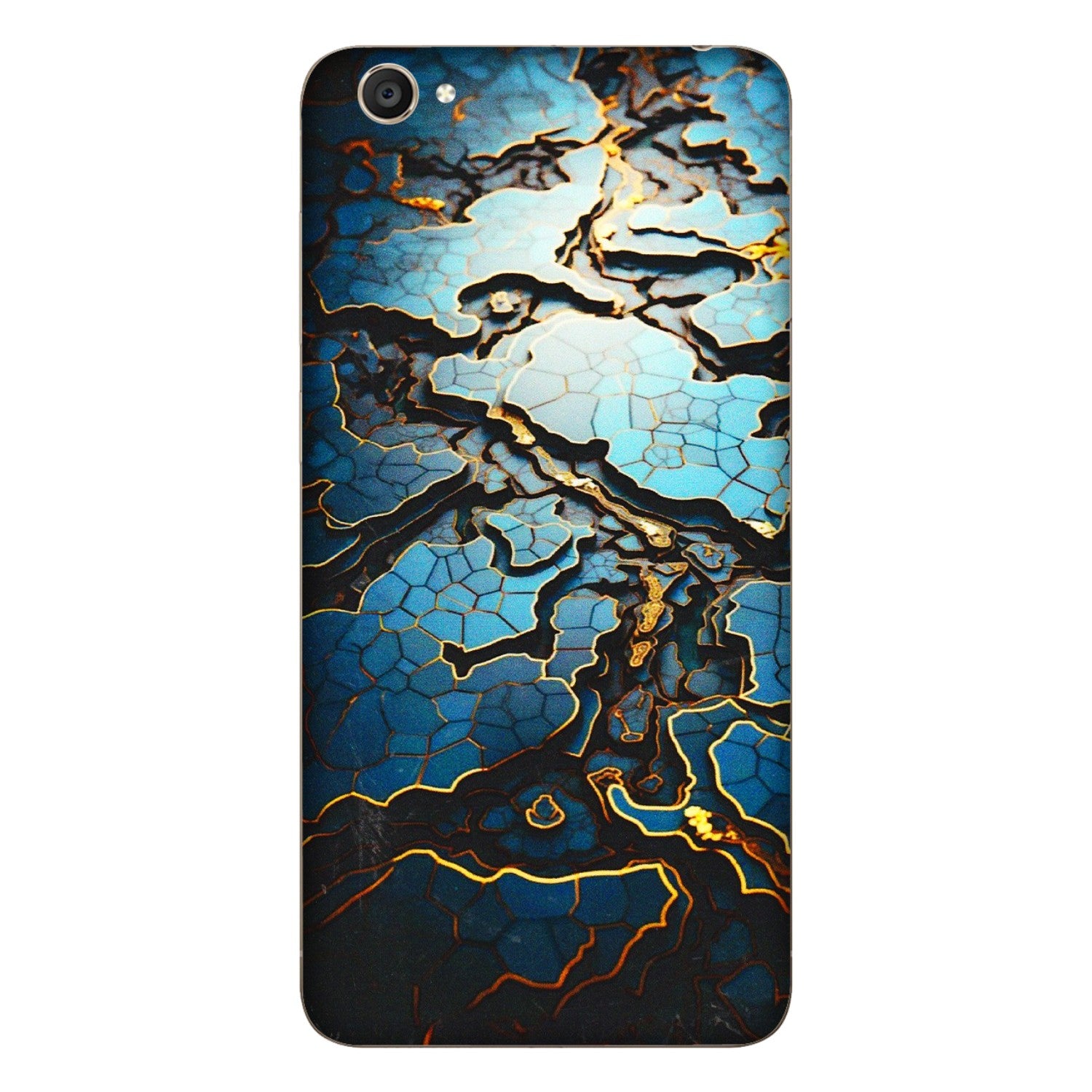 VIVO Y Series Phone Skins (All Models) - Blue Gold Abstract - 3D Embossed Finish (L-11) Vivo Y55S