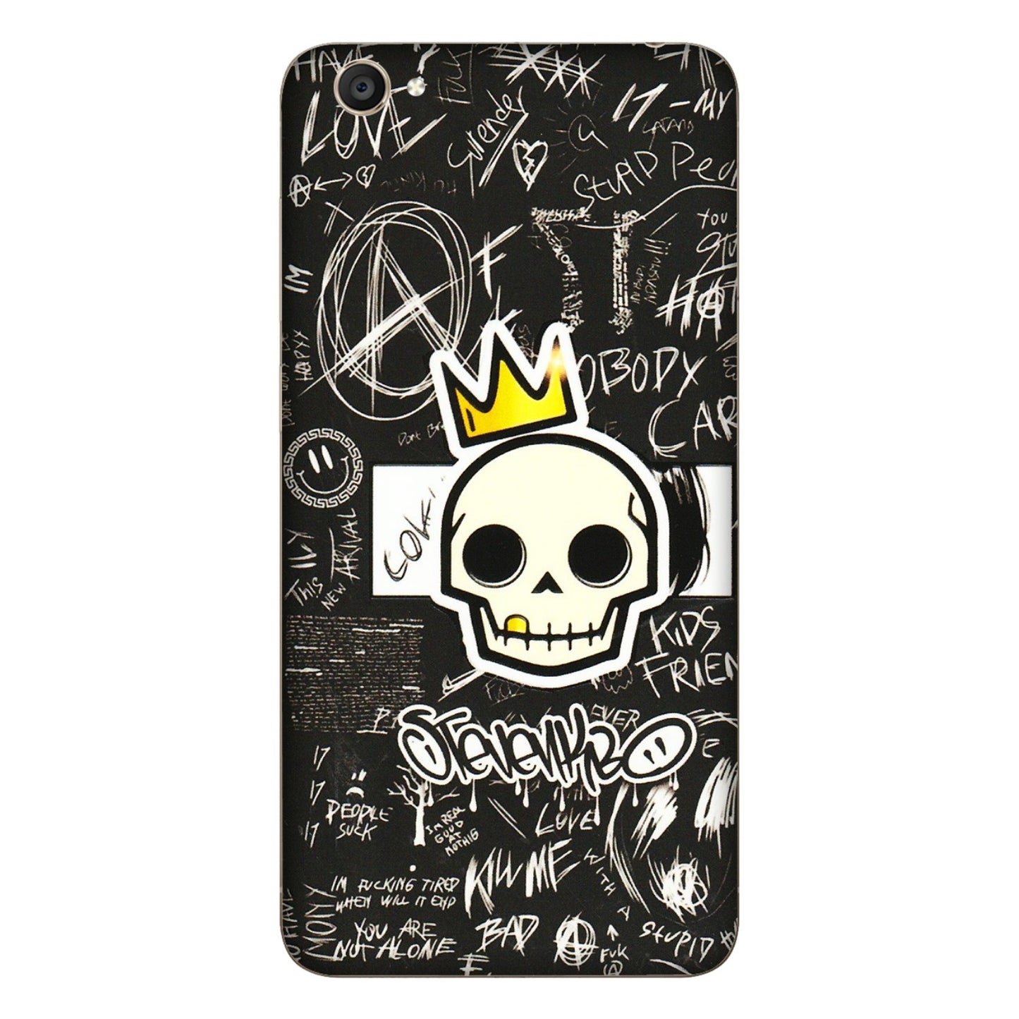 VIVO Y Series Phone Skins (All Models) - Funny Skull Black Chalk Grafitti - 3D Embossed Finish (L-22) Vivo Y55S