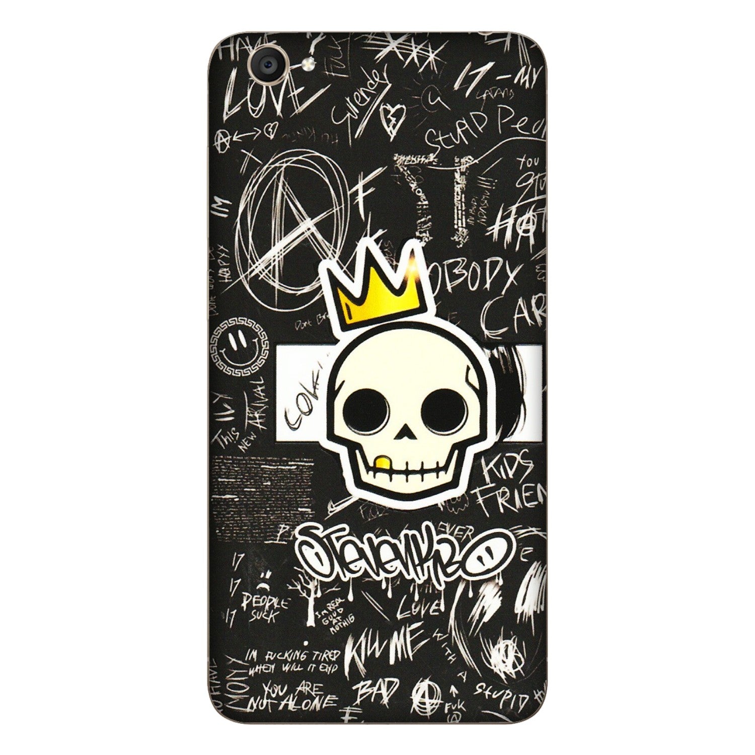 VIVO Y Series Phone Skins (All Models) - Funny Skull Black Chalk Grafitti - 3D Embossed Finish (L-22) Vivo Y55S