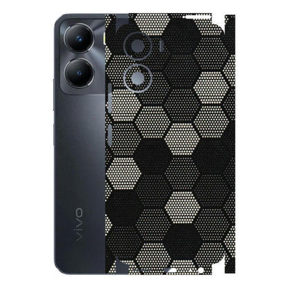 VIVO Y Series Phone Skins (All Models) - Black & White Dotted Honeycomb Texture - 3D Embossed Finish (L-202) Vivo Y56 (5G)
