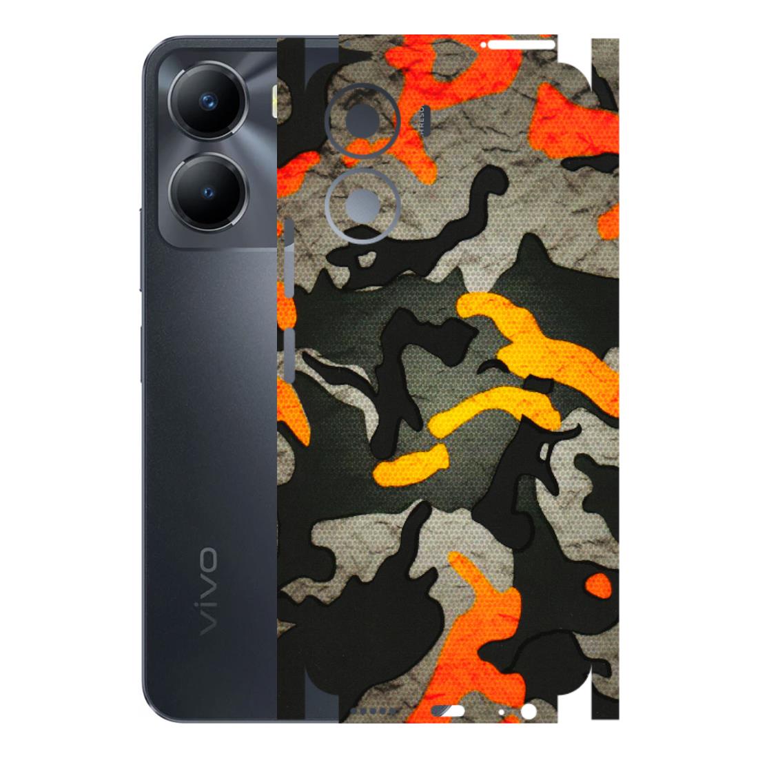 VIVO Y Series Phone Skins (All Models) - Orange Camouflage - 3D Embossed Finish (L-204) Vivo Y56 (5G)