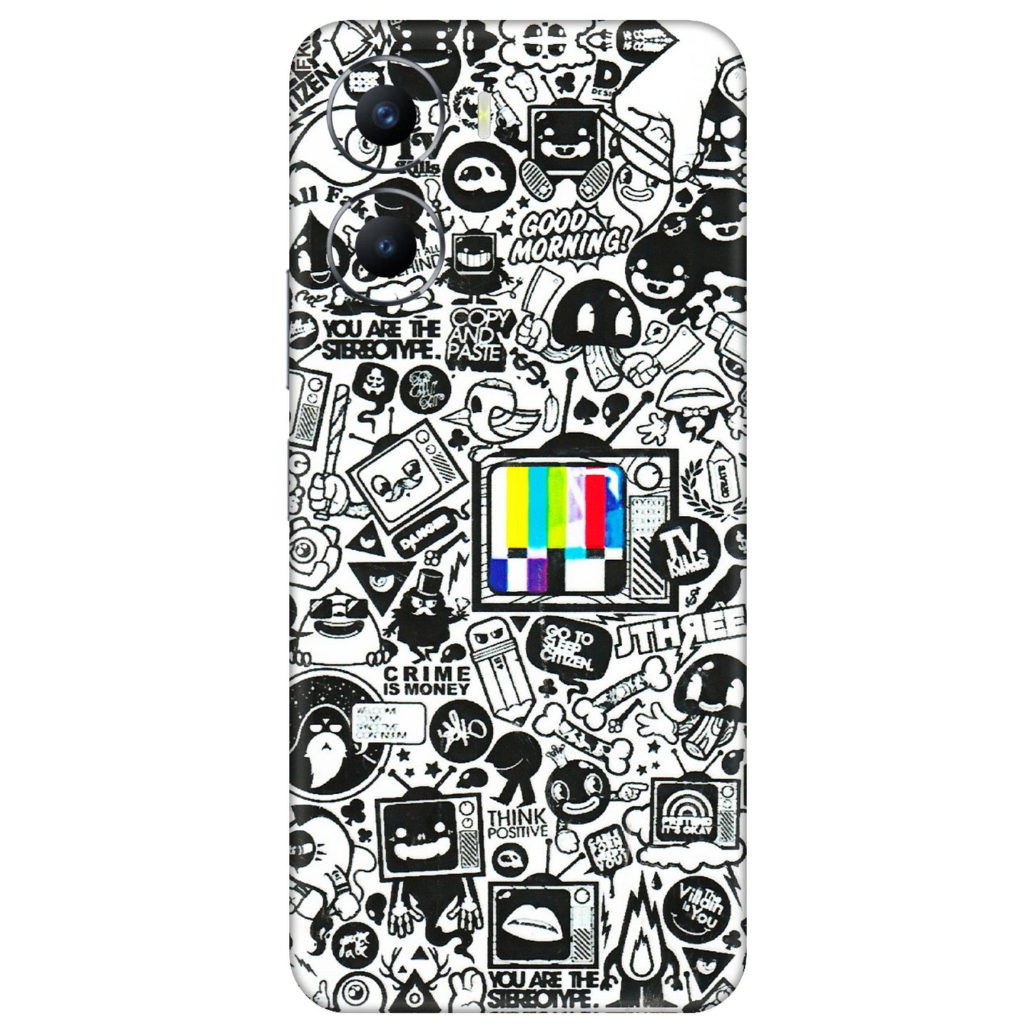 VIVO Y Series Phone Skins (All Models) - Doodles Positive Art - 3D Embossed Finish (L-263) Vivo Y56 (5G)