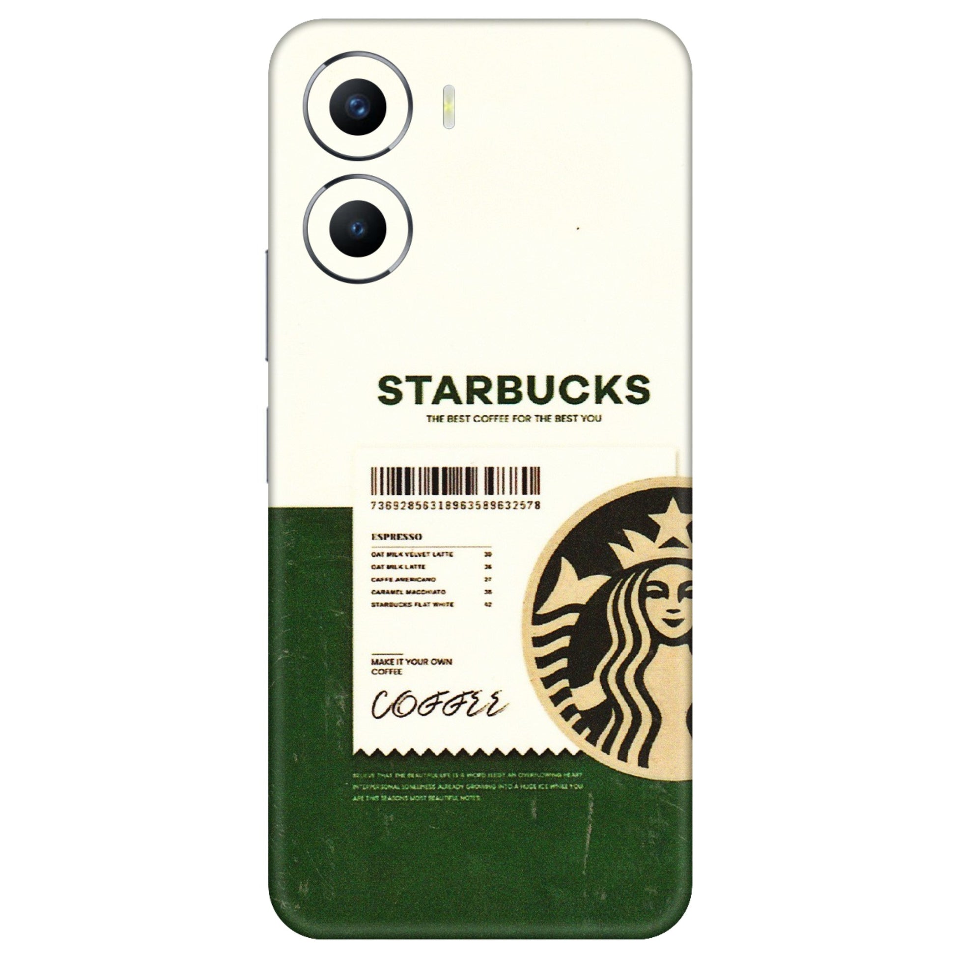 VIVO Y Series Phone Skins (All Models) - Starbucks Barcode - 3D Embossed Finish (L-308) Vivo Y56 (5G)