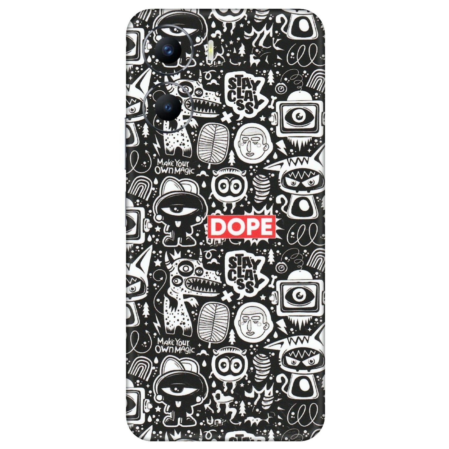 VIVO Y Series Phone Skins (All Models) - Dope Stay Classy Black Doodles - Matte Finish (M-126) Vivo Y56 (5G)
