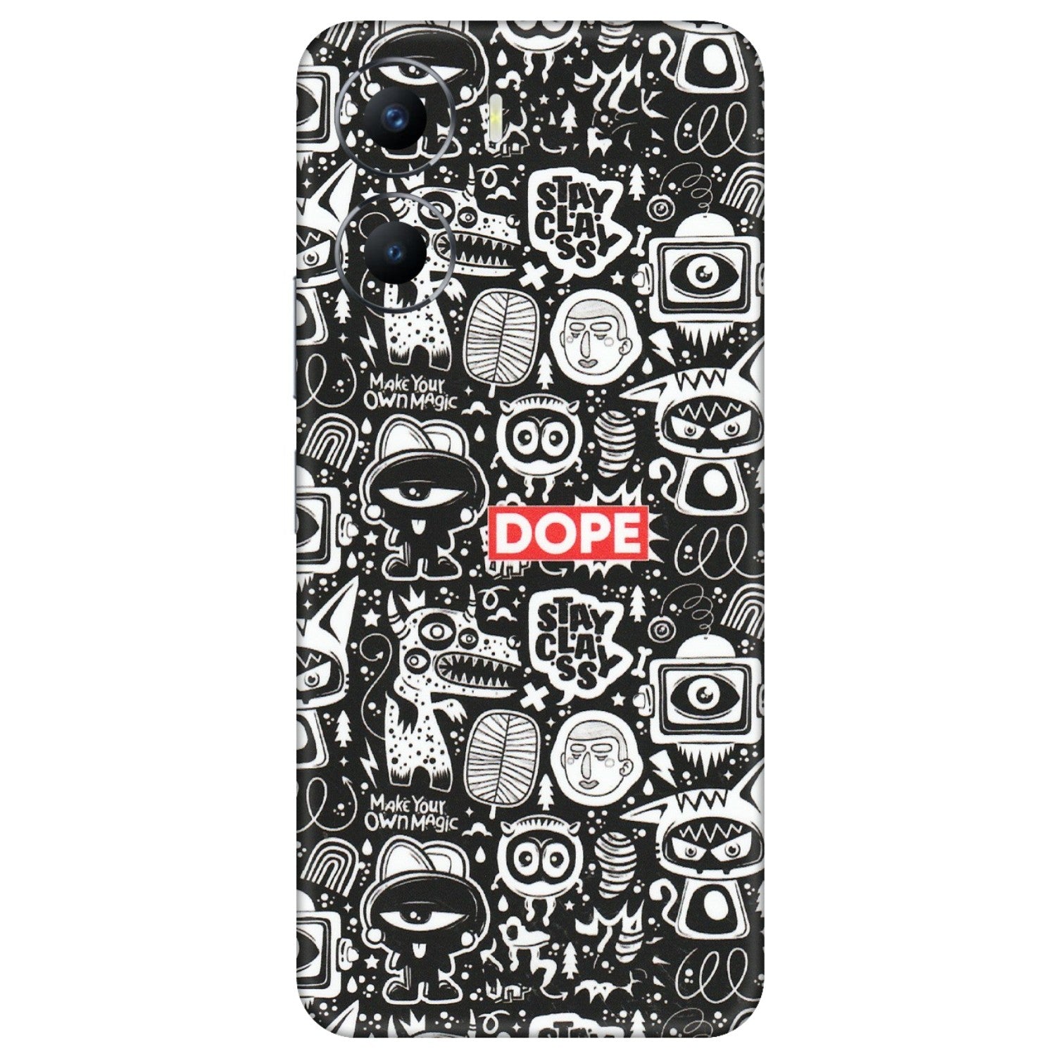 VIVO Y Series Phone Skins (All Models) - Dope Stay Classy Black Doodles - Matte Finish (M-126) Vivo Y56 (5G)