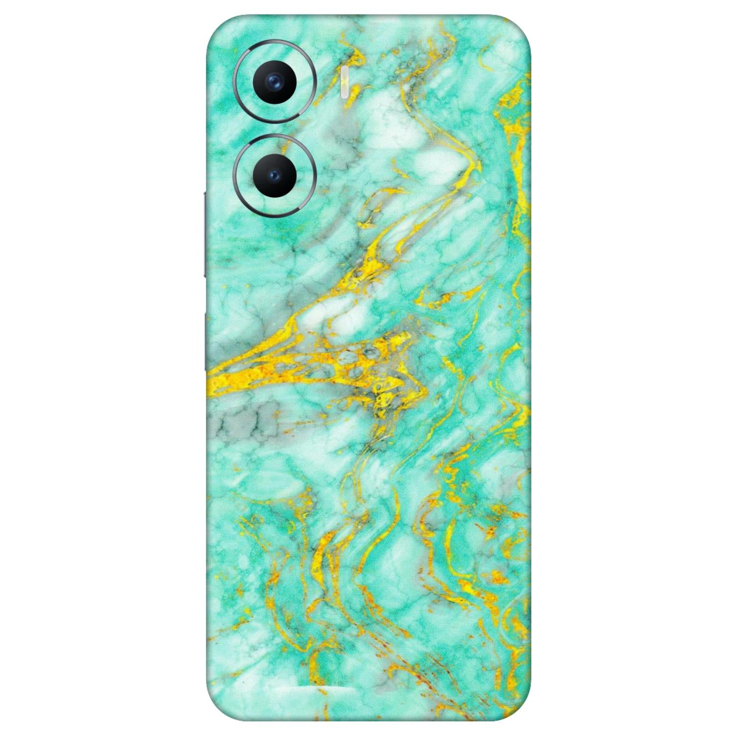 VIVO Y Series Phone Skins (All Models) - Green And Gold Marble Feel - Matte Finish (M-16) Vivo Y56 (5G)