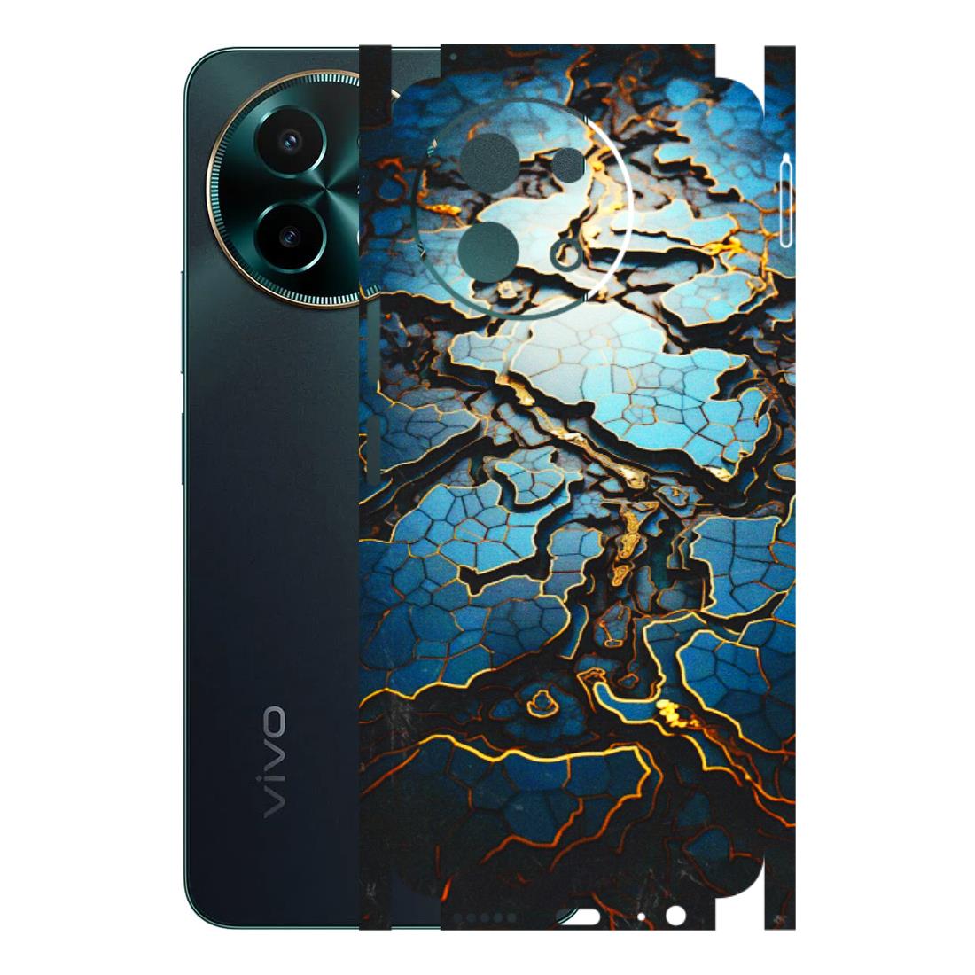 VIVO Y Series Phone Skins (All Models) - Blue Gold Abstract - 3D Embossed Finish (L-11) Vivo Y58 5G